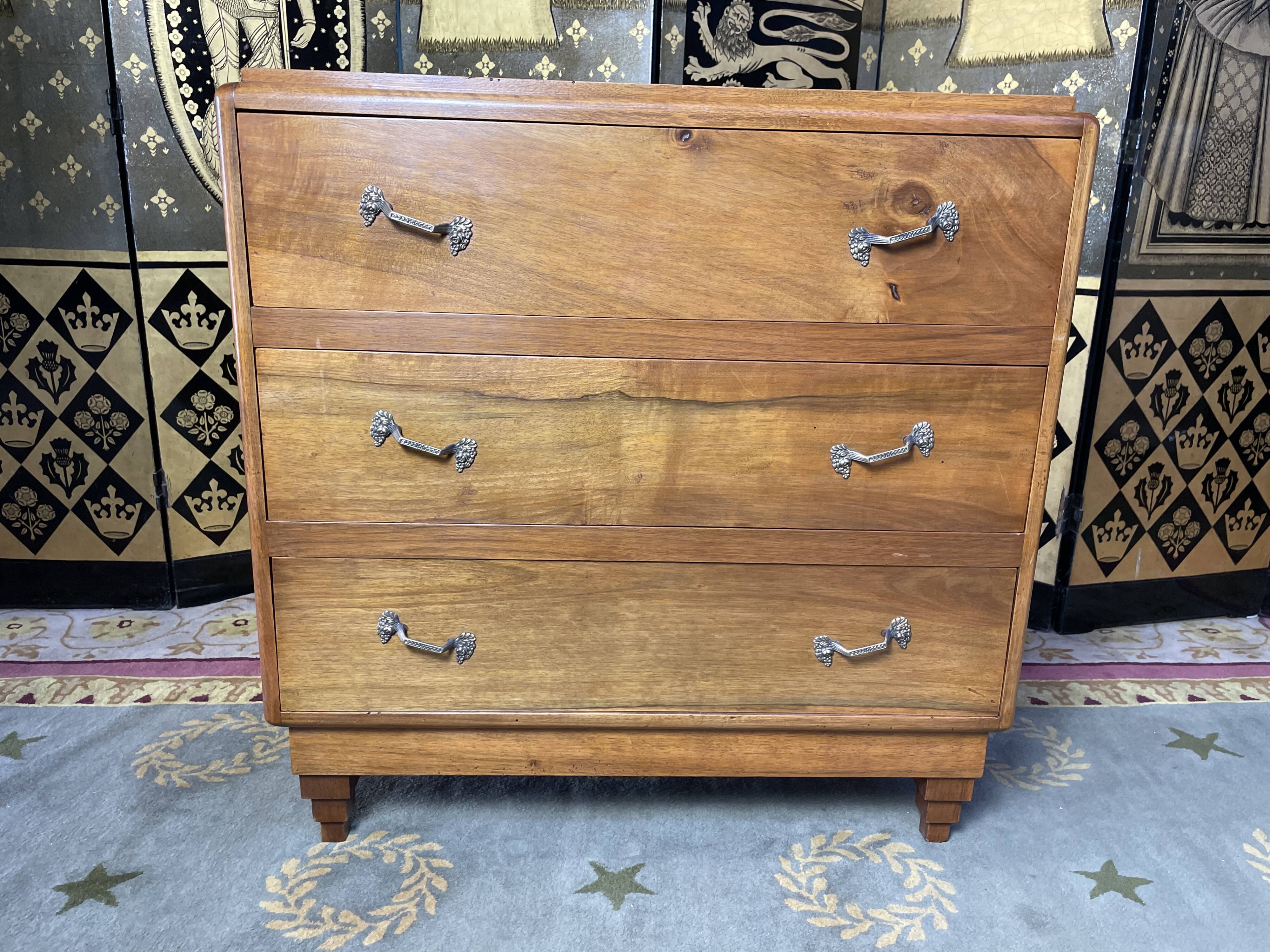 Art Deco walnut chest of drawers