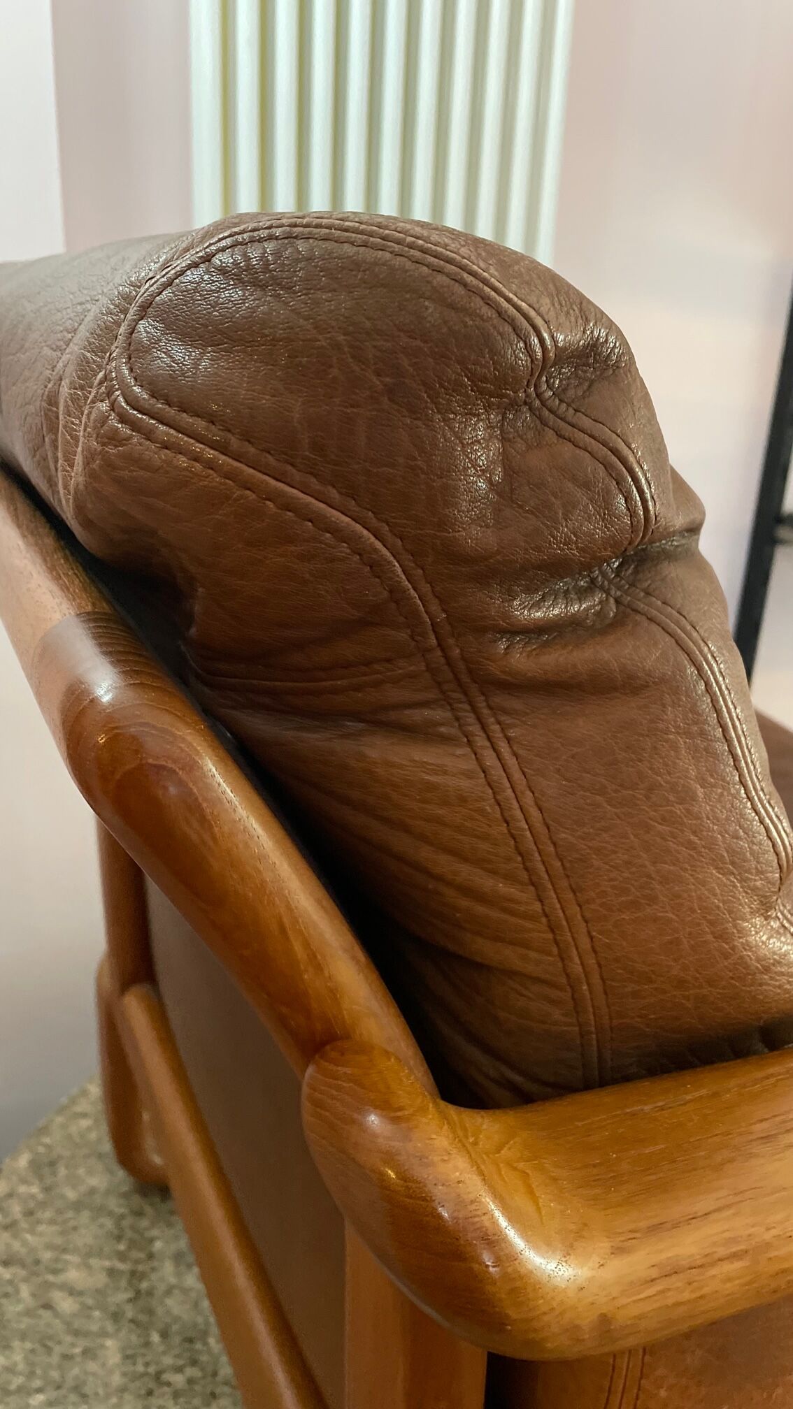 Armchair HS Denmark in leather and teak from the 60s