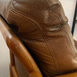 Armchair HS Denmark in leather and teak from the 60s