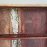 Wall shelf 3 shelves + 4 hooks cast iron in polychrome wood