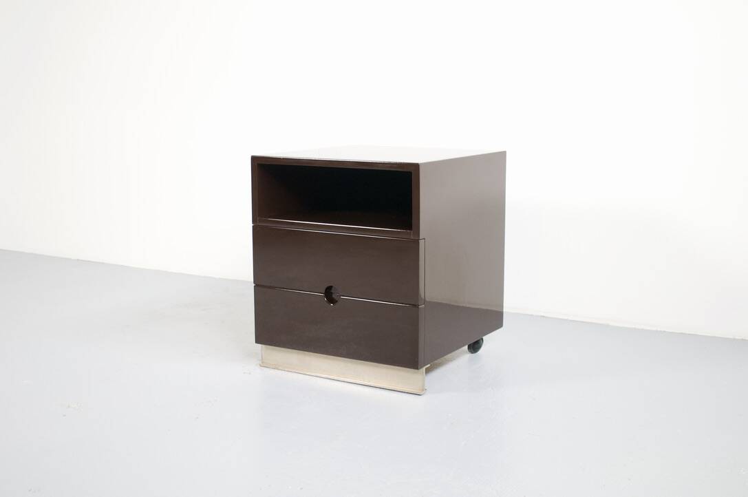 Mb16 brown lacquered chest by luigi caccia dominioni 70's azucena editor