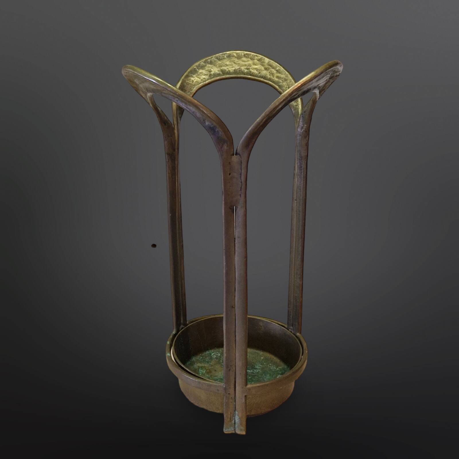 Brutalist bronze umbrella stand, Germany 1970s