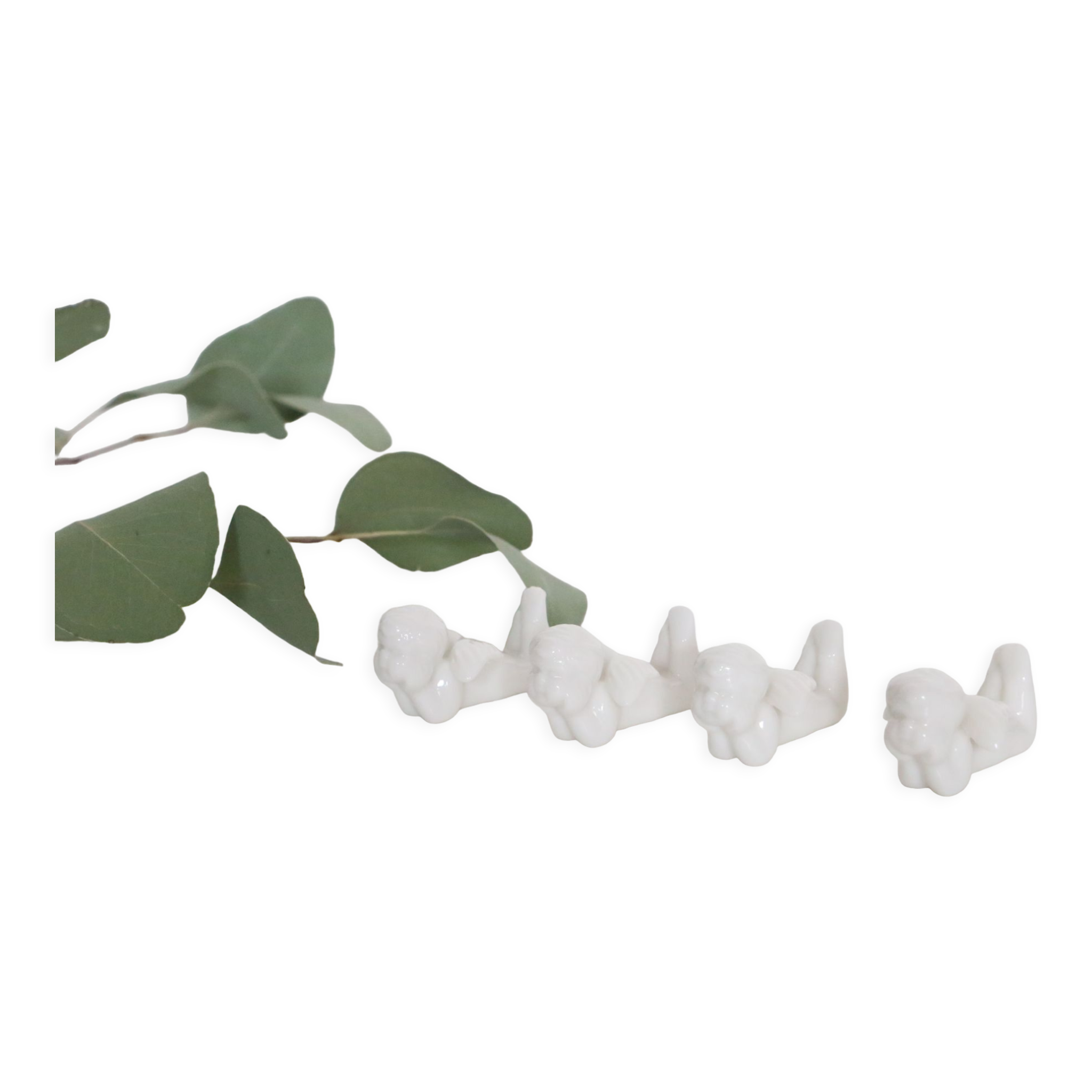 Set of 4 doors cherub knife, porcelain, vintage