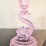 Vase en verre rose poisson koi design années 70
