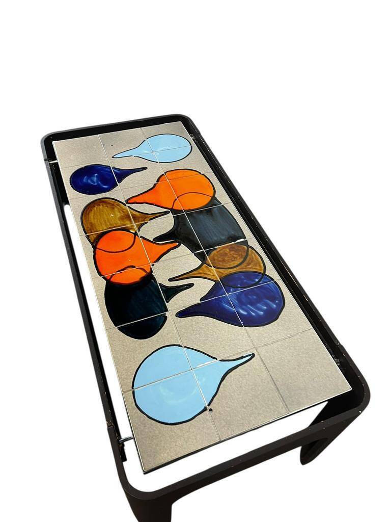 Vintage ceramic coffee table / Coffee table with rounded corners