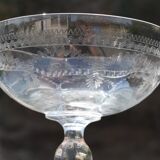 10 glasses of old champagne blown glass engraved Vierzon Thouvenin Portieux