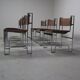 Set of 6 modernist chrome and leather dining chairs, 1970's