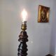 Vintage French lamp 1950/60 in turned wood