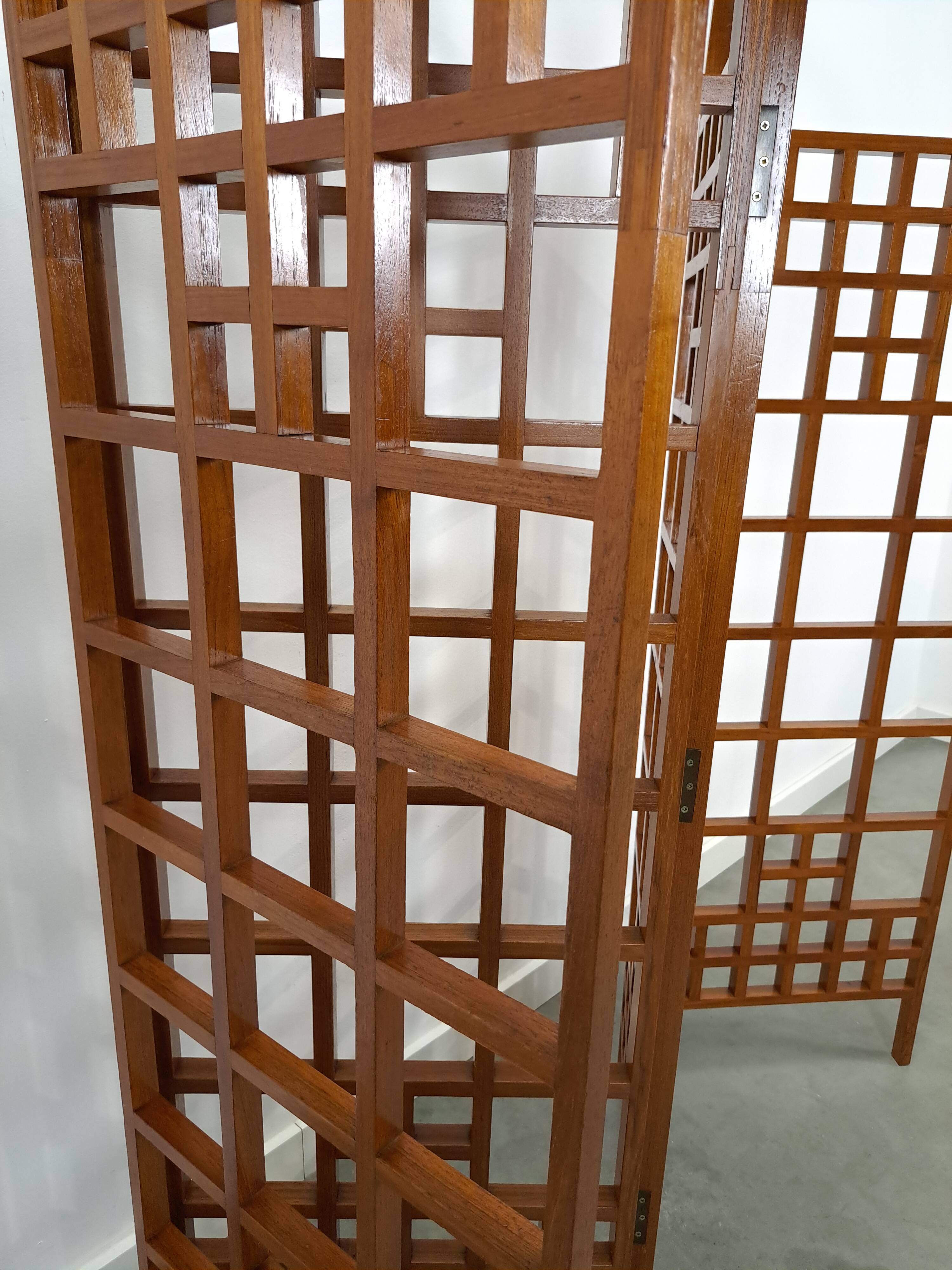 Séparateur de pièce en teck houten kamerscherm