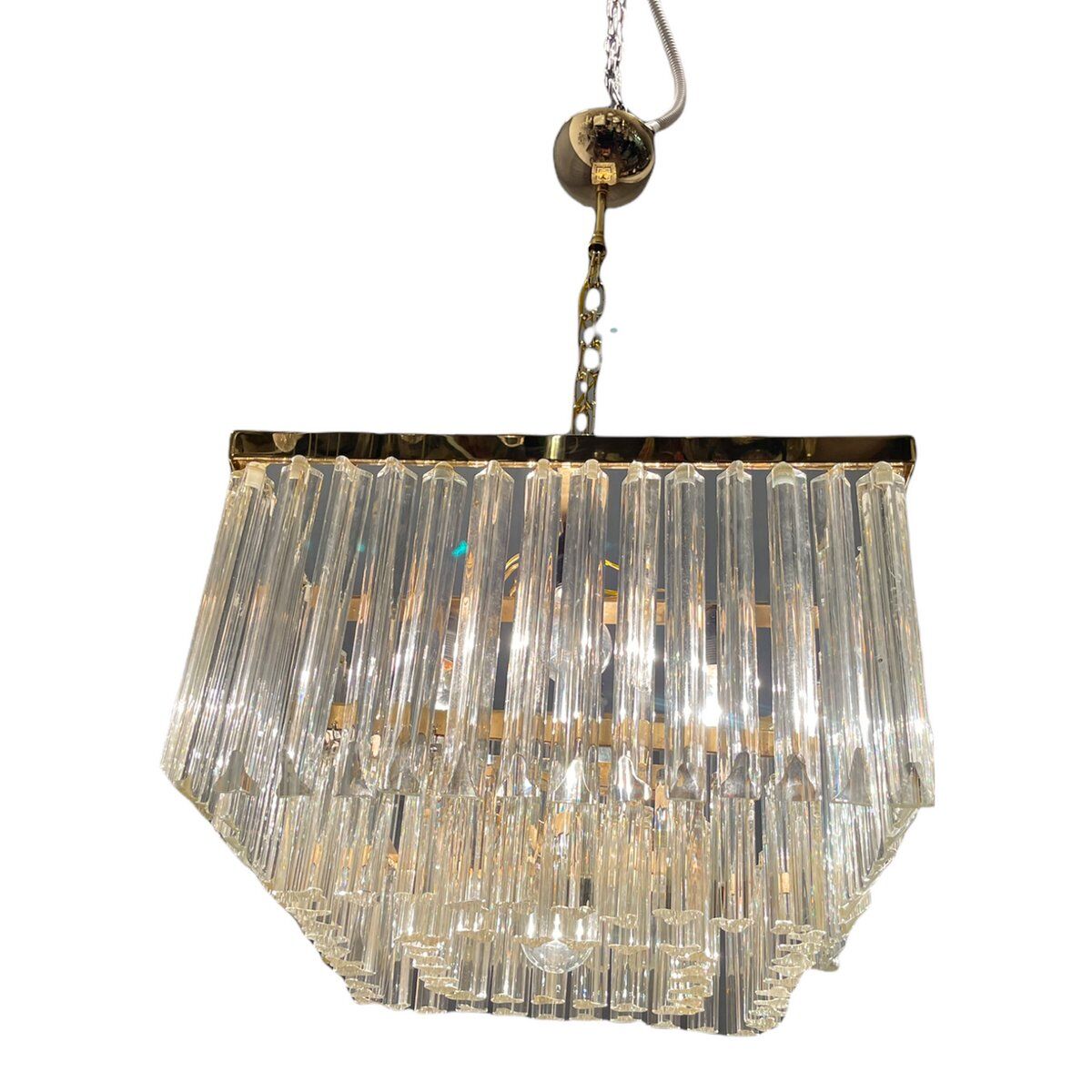 Italian Murano Glass Prism Triedri Chandelier Lamp