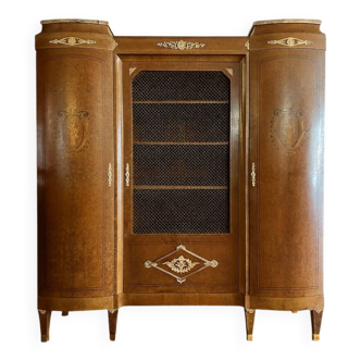 Louis XVI style showcase library in marquetry