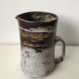 Brown grey enamelled stoneware pitcher