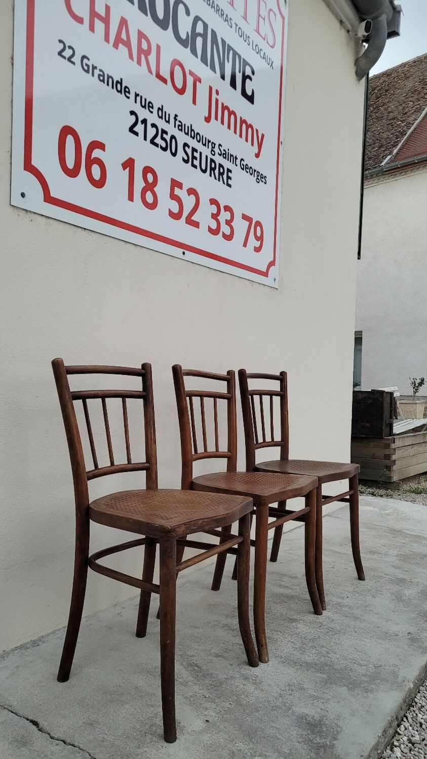 Set of 3 old Thonet bistro chairs