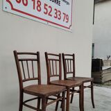 Série de 3 chaises de bistrot signé Thonet ancienne
