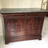 Commode XIXe Louis Philippe marbre sainte anne et noyer