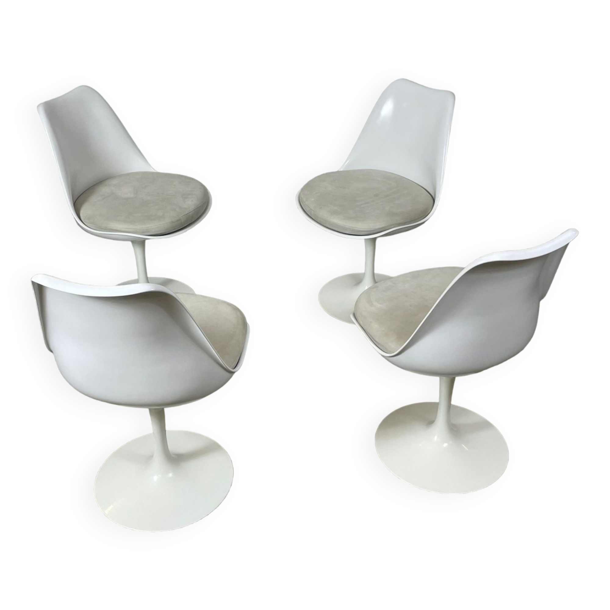 4x Eero Saarinen Tulip Chairs white leather