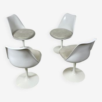 4x Eero Saarinen Tulip Chairs white leather