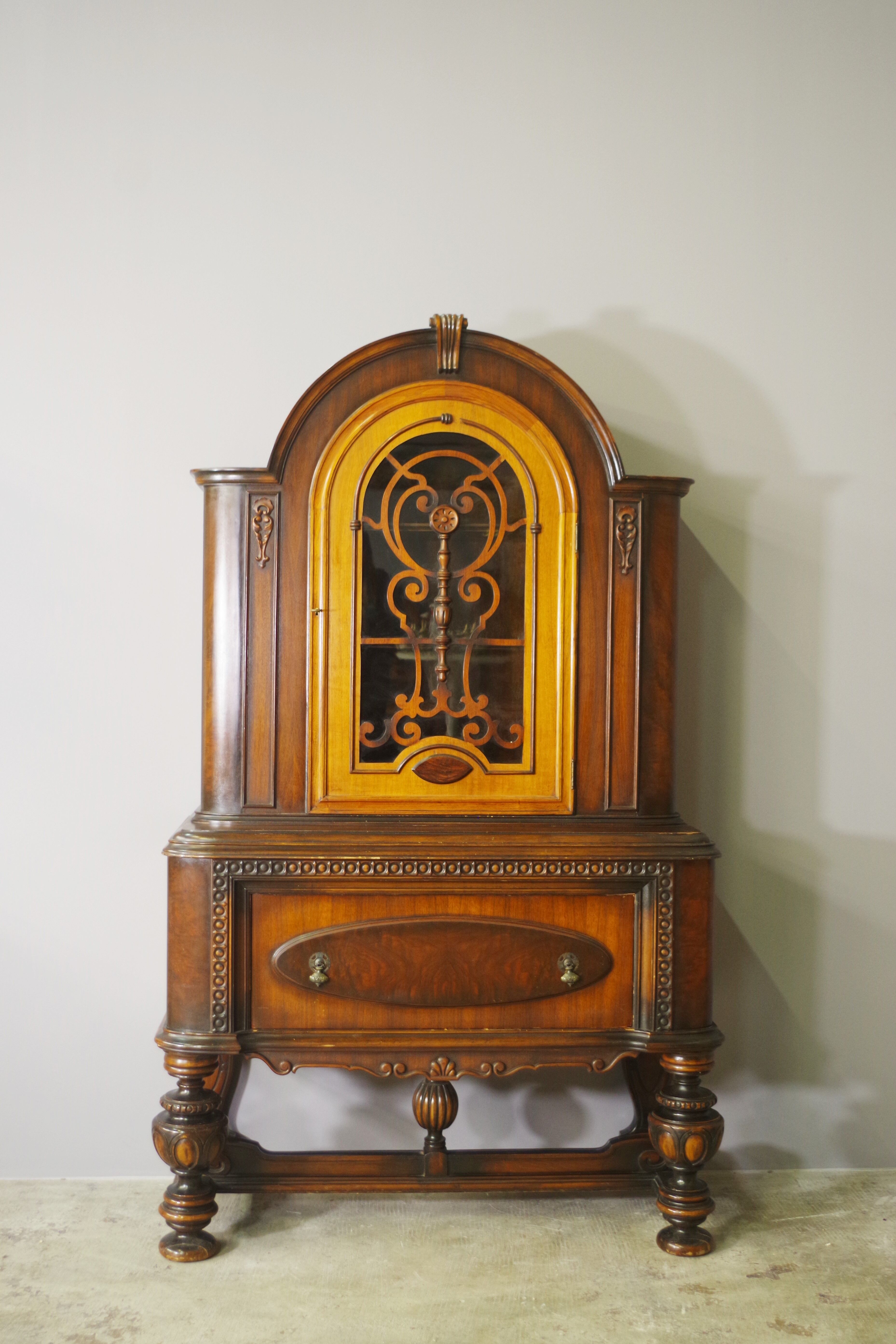 40s carved wooden display case