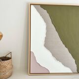 Minimalist relief table linen, khaki, pink, cream.