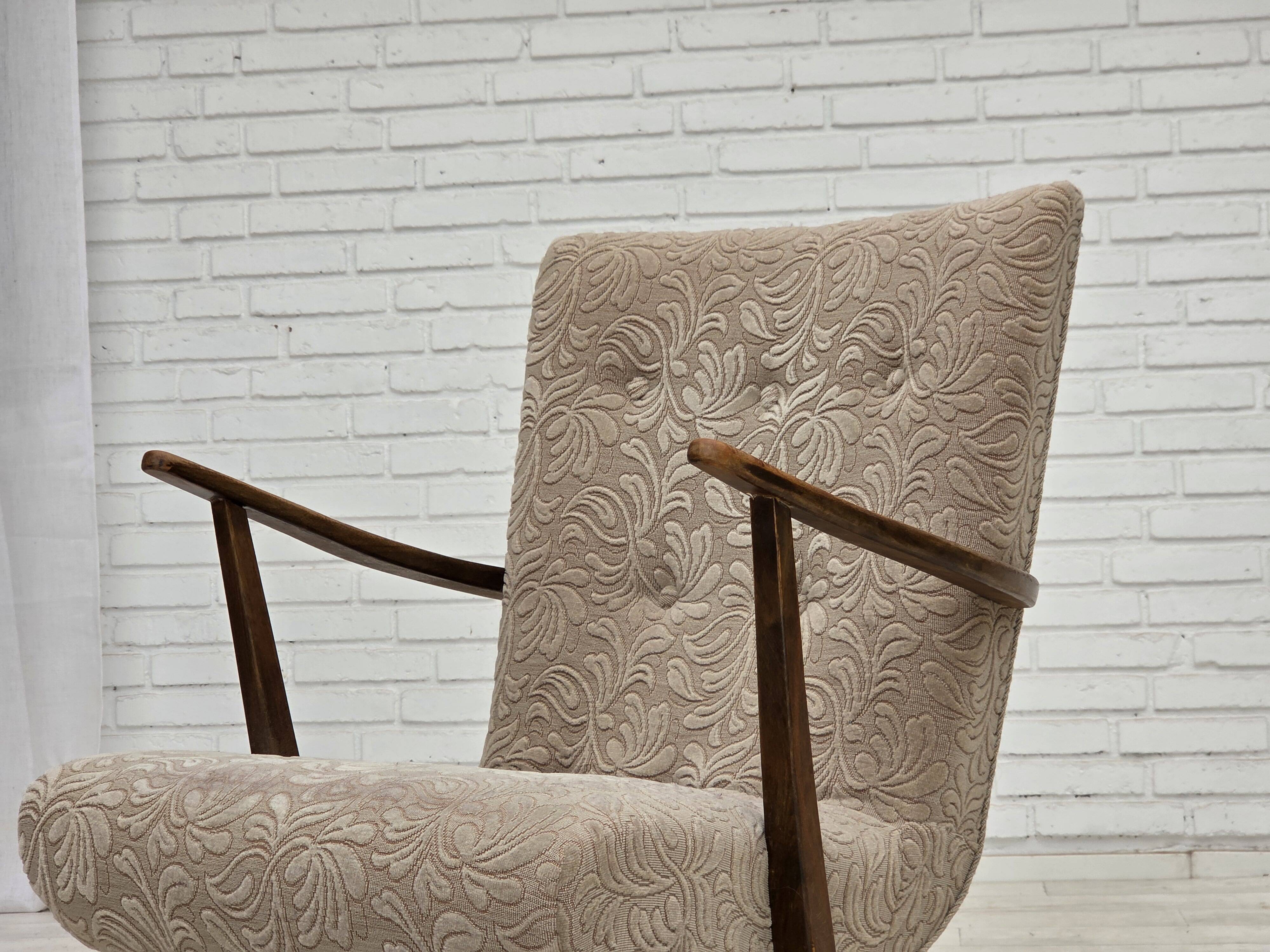 1960s, Danish armchair, furniture wool, beech wood.