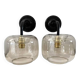 Pair of vintage smoked glass wall lights