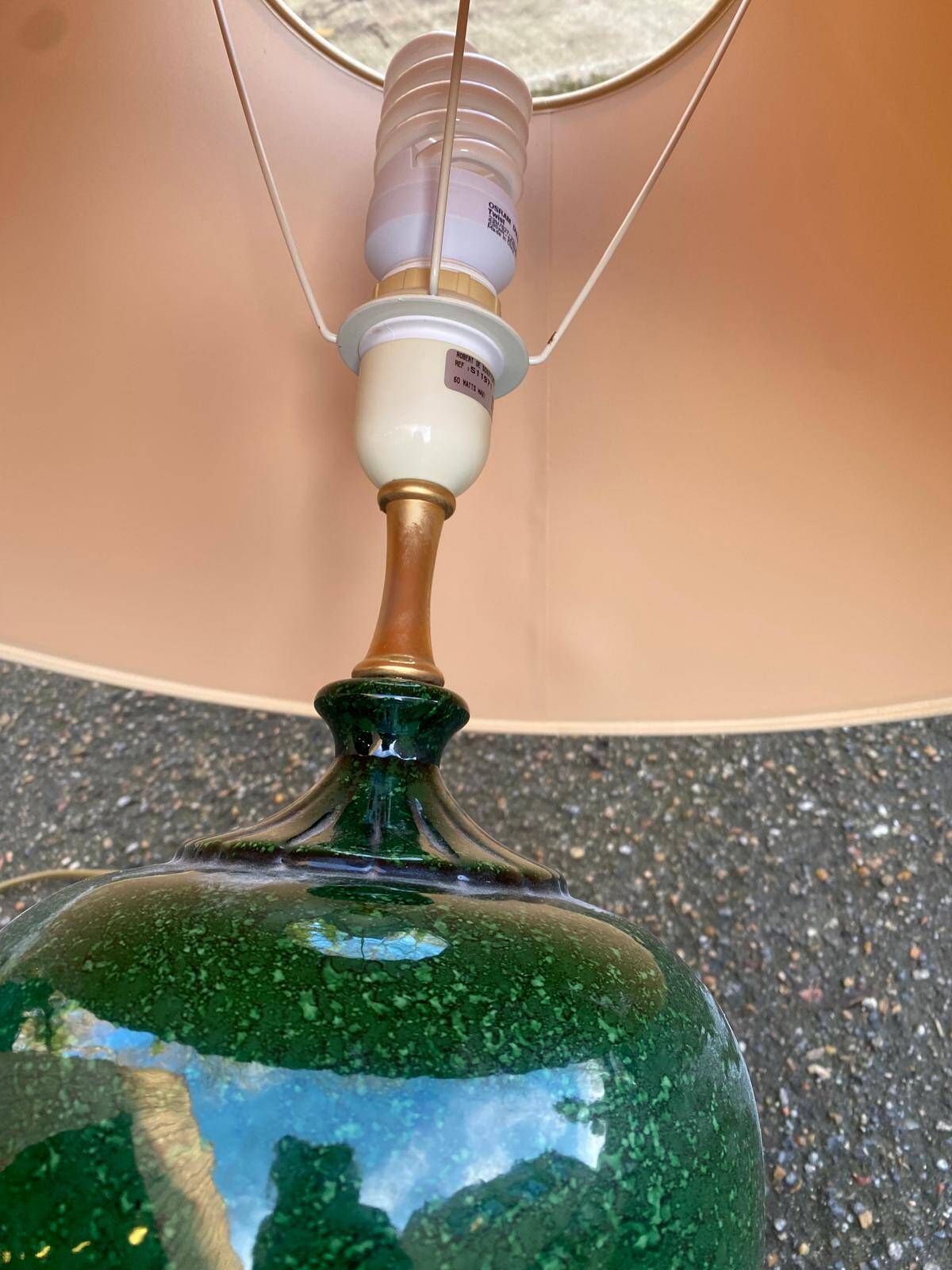 1960s lamp in green lacquered ceramic