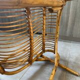 Rare pair of vintage rattan and wicker armchairs from the 1950s