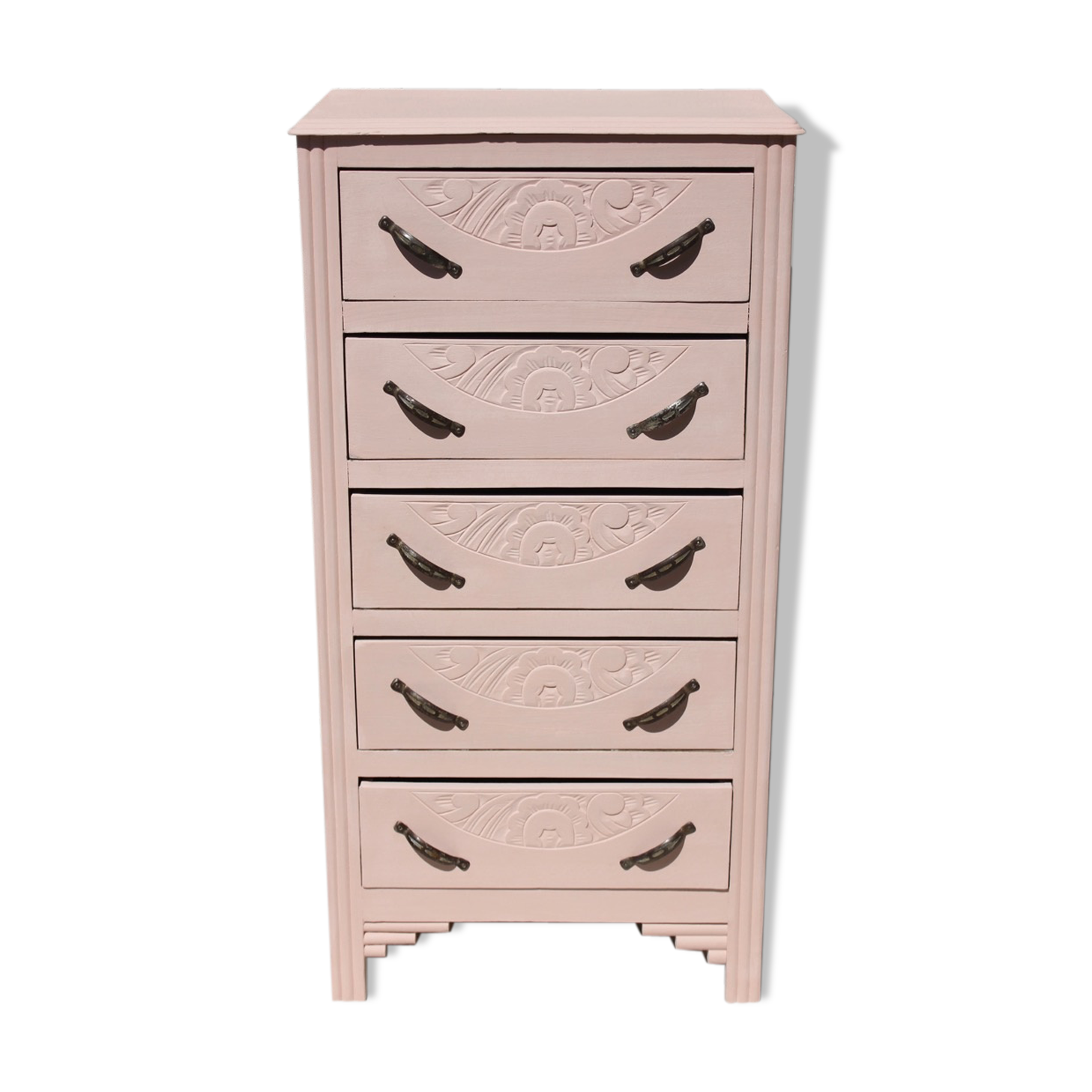 Chiffonnier rose poudré art déco