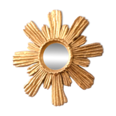 Golden carved wooden sun mirror — 38 cm