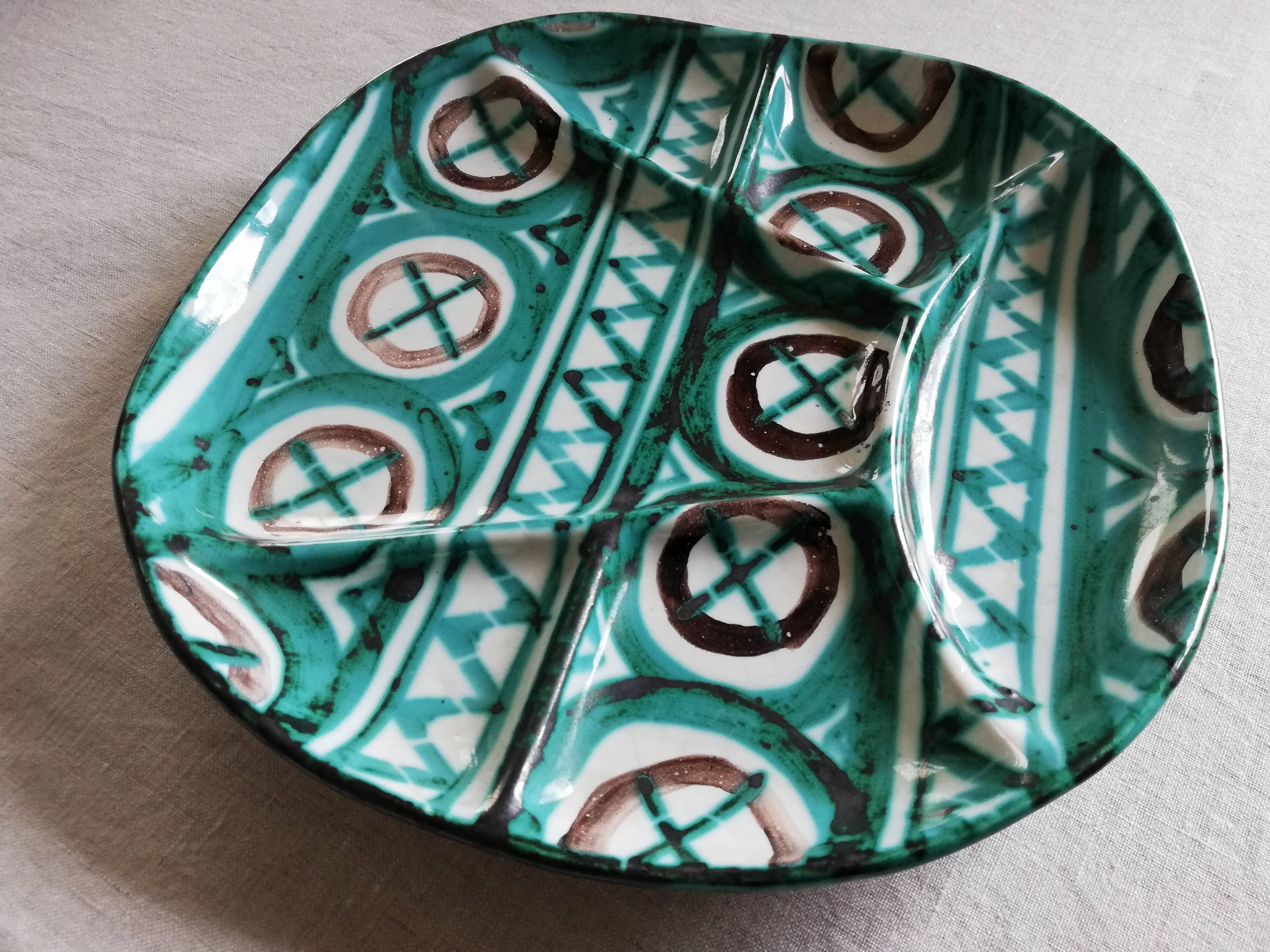 Set 6 compartment plates Robert Picault Vallauris