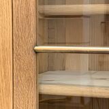 Parisian glass cabinet in solid raw oak, 1950