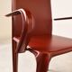 4 red leather dining chairs by Arper italy, 1980s