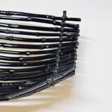 Large Vintage Black Bamboo Fruit Basket