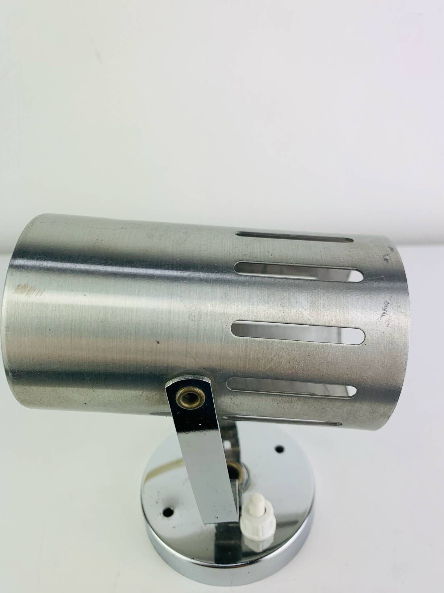 Aluminor wall light, brushed aluminium and chrome, 1960s.