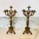 Pair of church candelabra - 19th century - in bronze and brass, 5 lights / c
