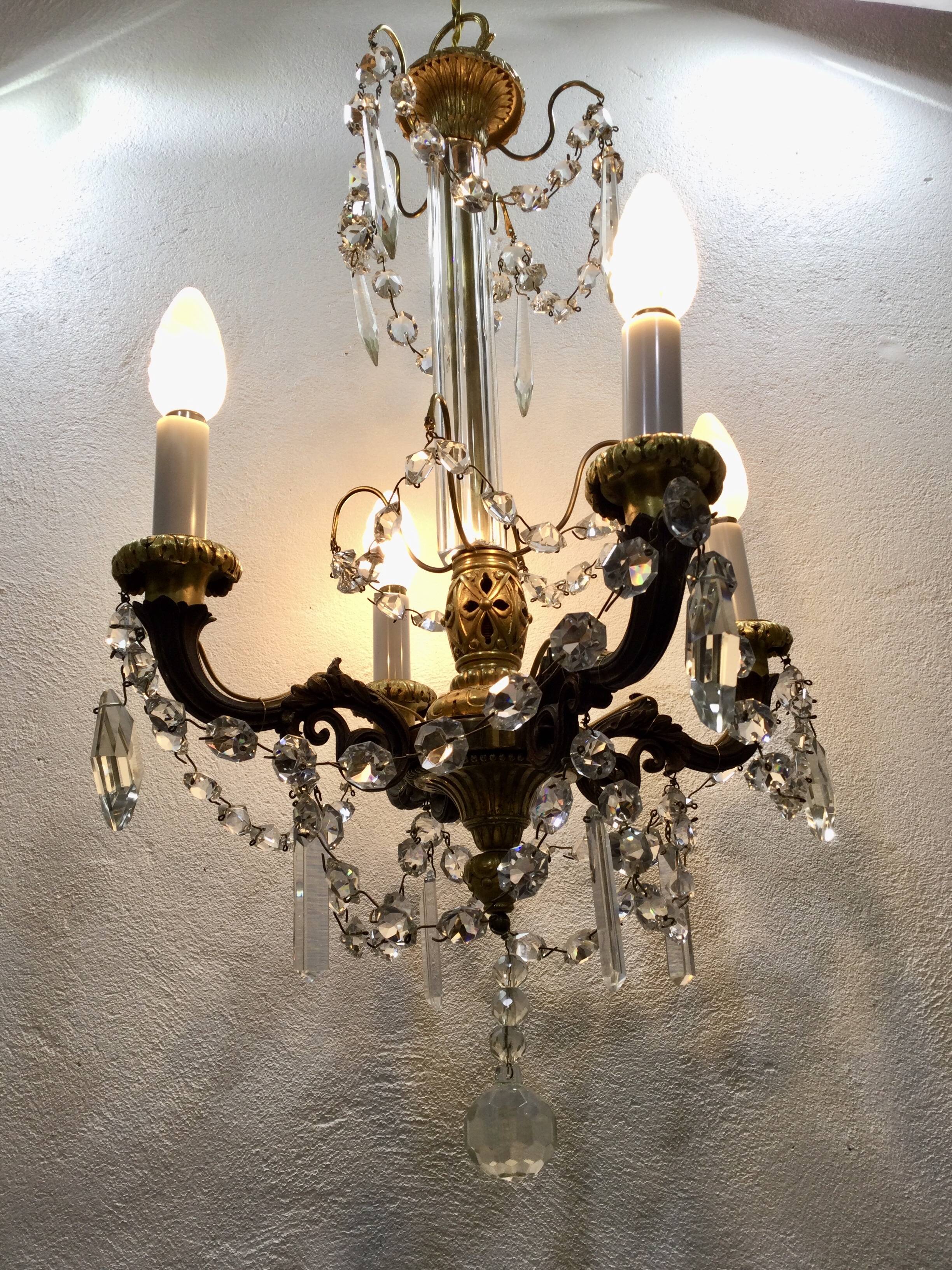4-light bronze Napoleon III chandelier