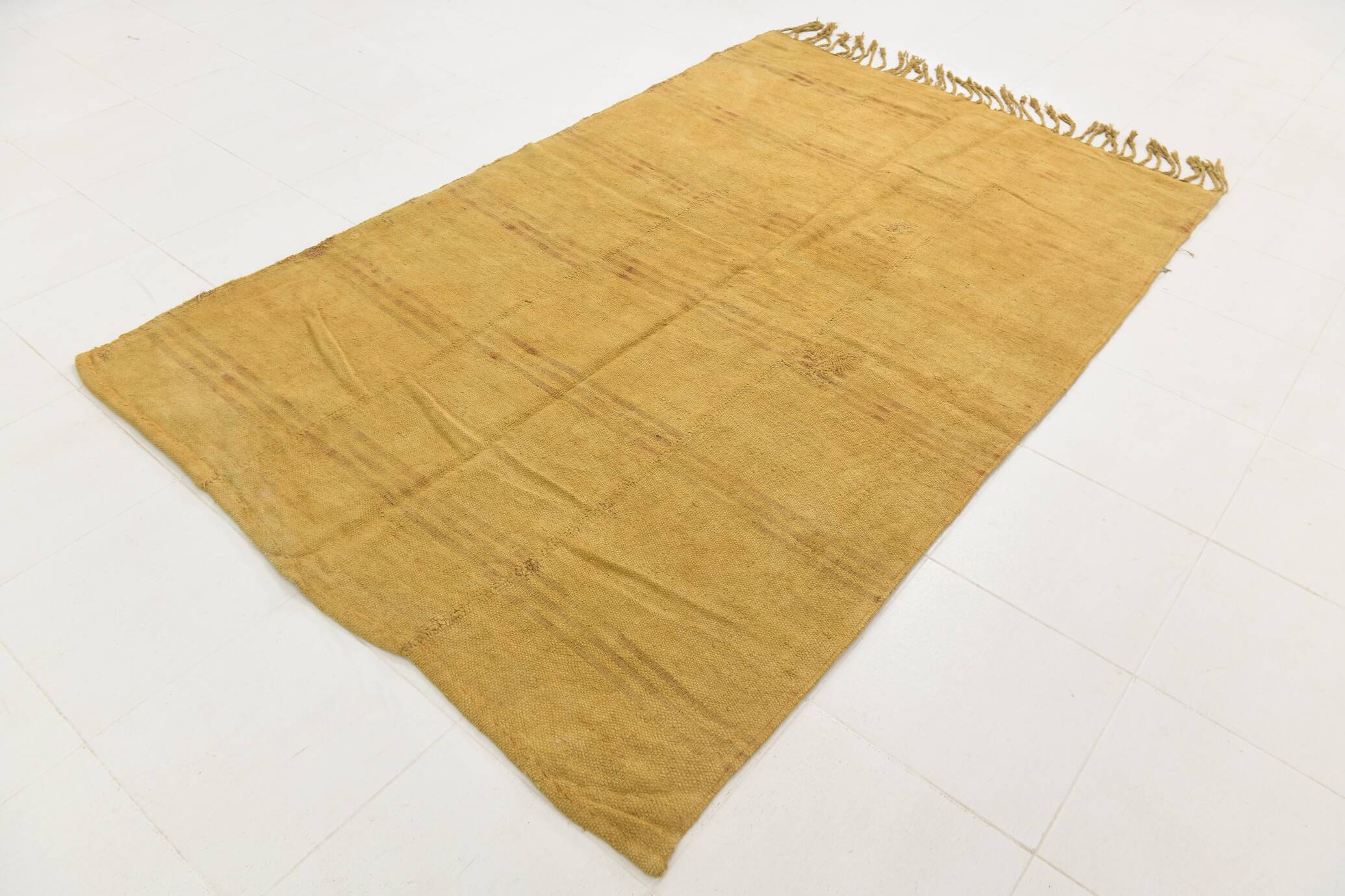 6x9 Mustard Yellow Handwoven Kilim Rug, Area Rug For Home Decor, 168x270 Cm