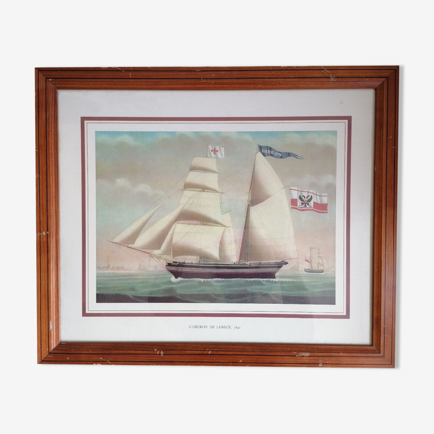 Table ship (series) 3/3 The Oberon de Lubeck sailboat 1840