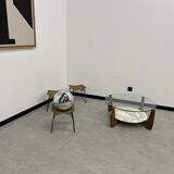 Hugues Poignant coffee table in marble and glass