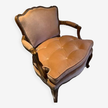 Fauteuil tapissé velours rose 1950/60