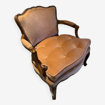 Pink velvet upholstered armchair 1950/60