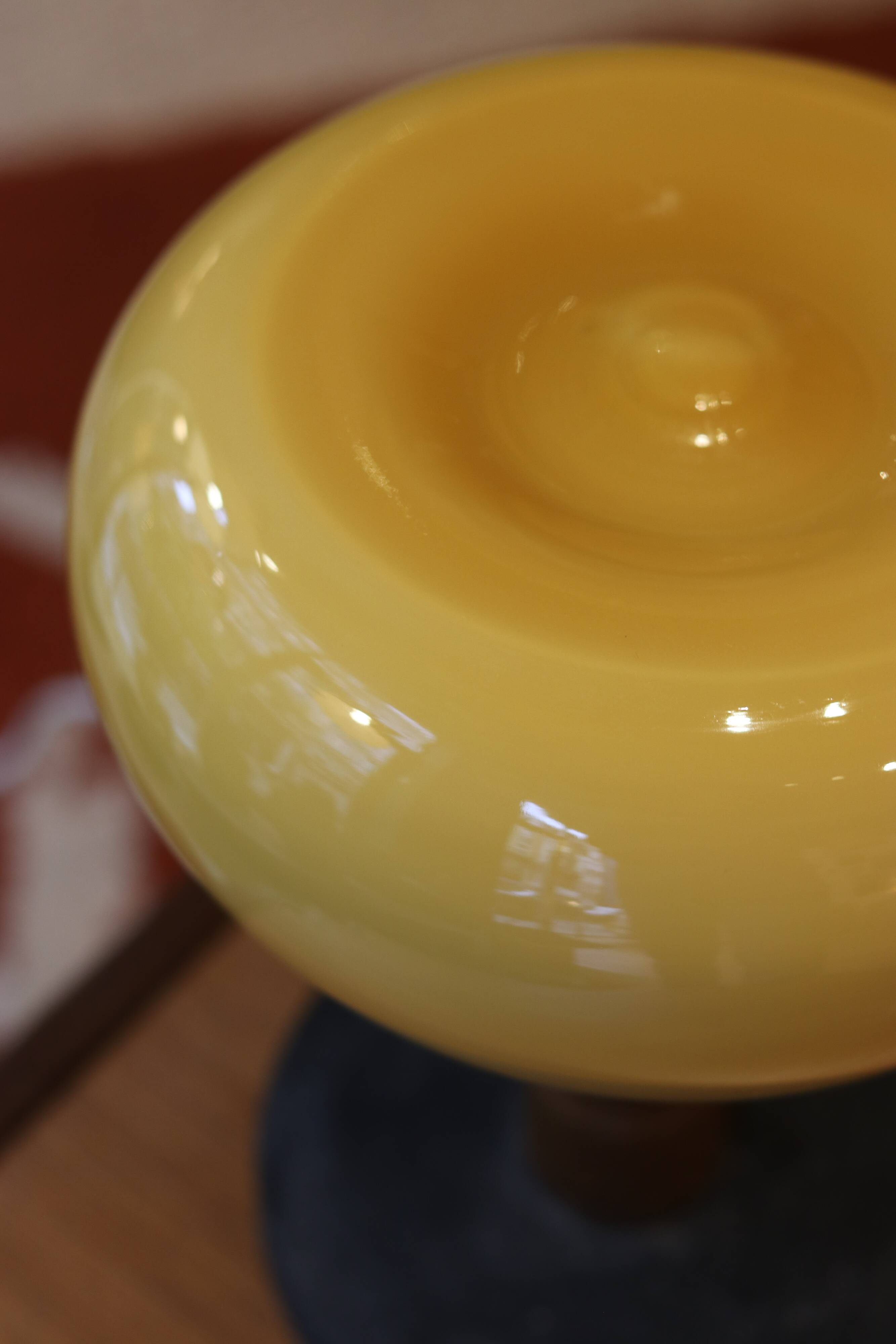 Mid-century vintage lamp — amber glass globe, 1960s