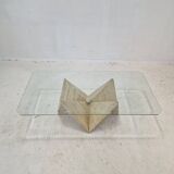 Table Basse Italienne en Travertin, 1980s
