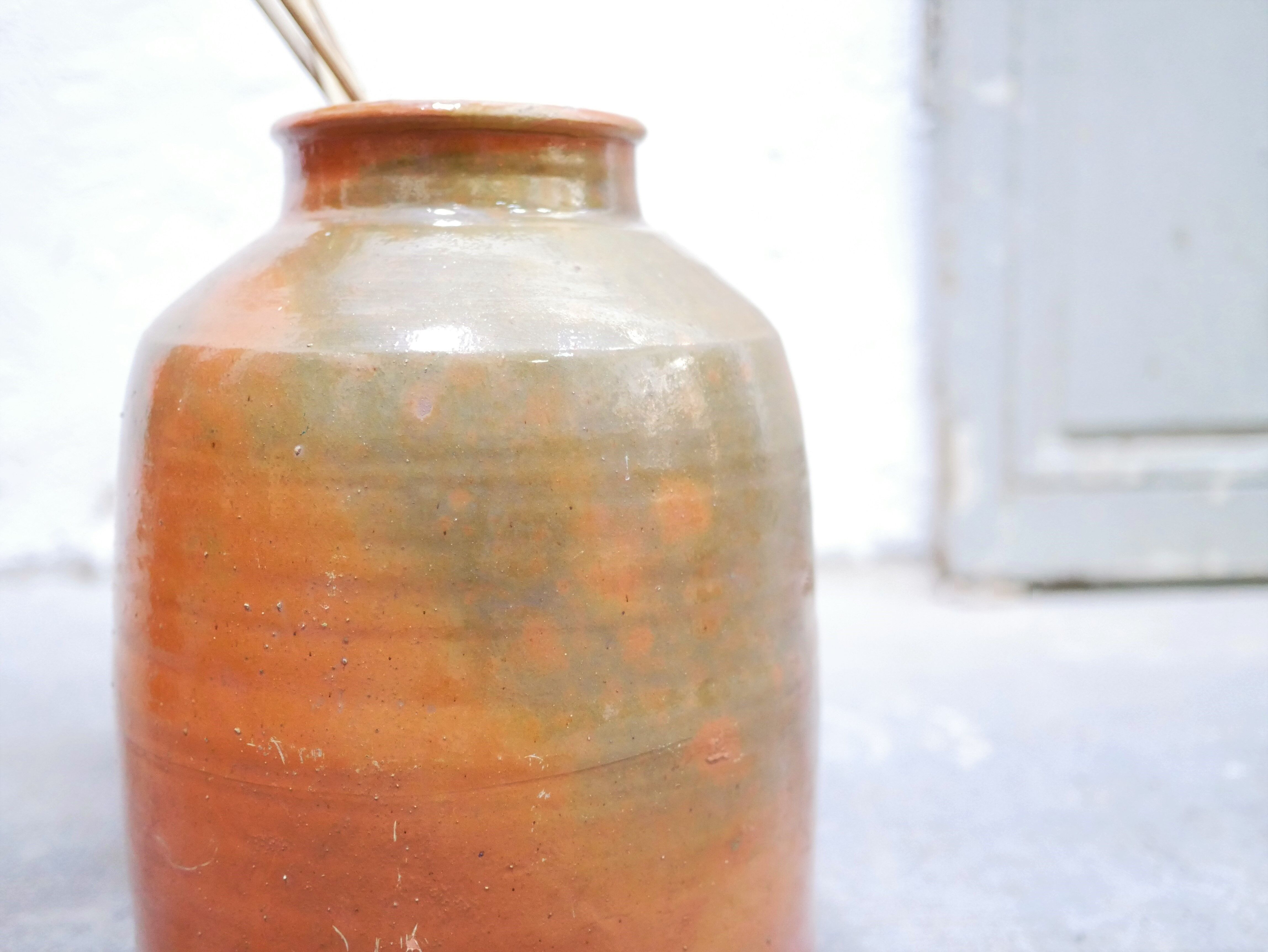 Vintage glazed terracotta pot