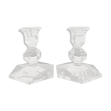 Pair of Val Saint Lambert crystal candle holders
