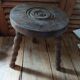 Solid wood stool with patinated tripod legs dpmc 0923224