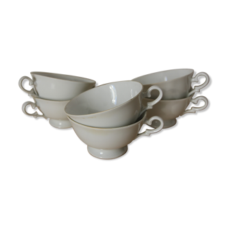 Set of 6 white porcelain cups