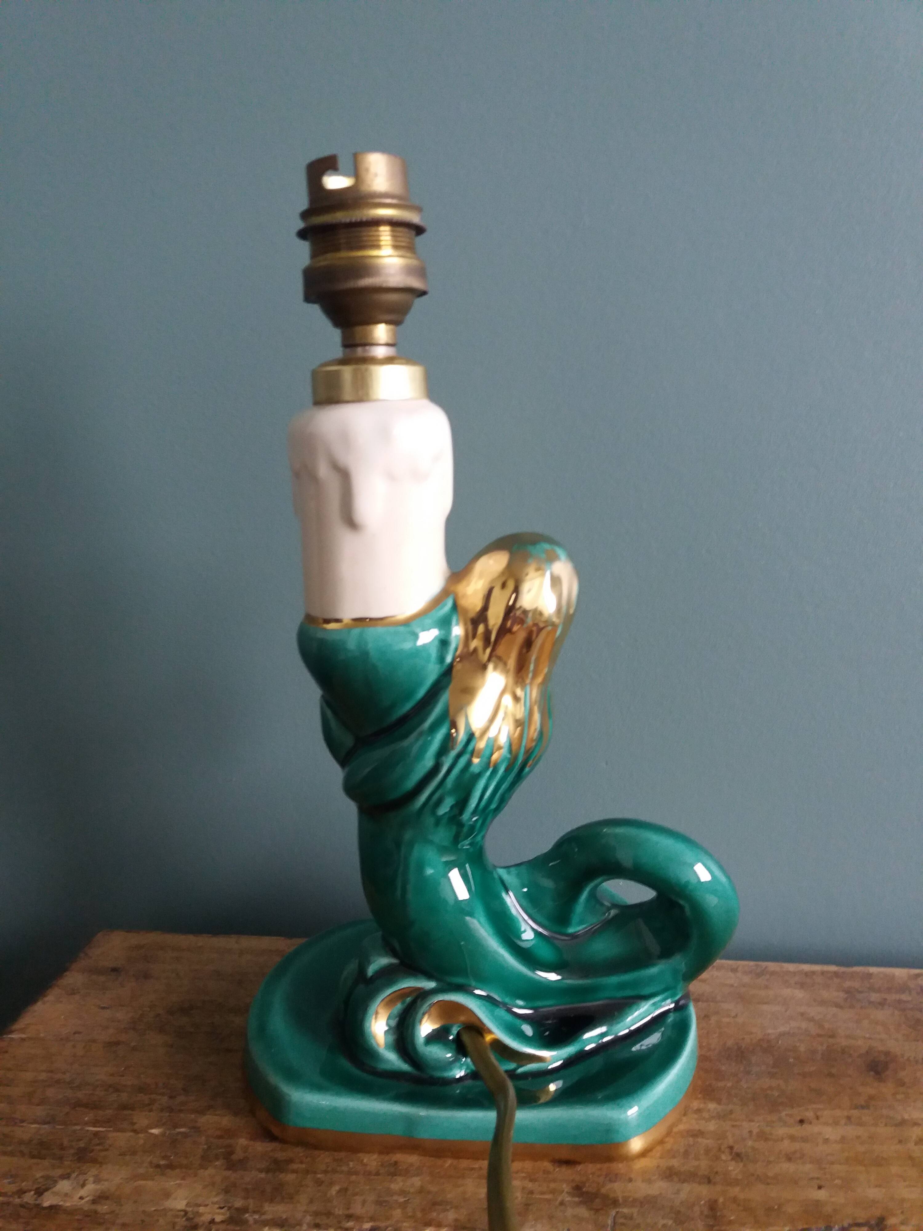 Emerald green mermaid ceramic table lamp