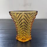 Octagonal amber vase