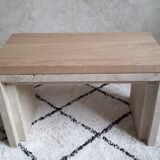 Oak and travertine coffee table